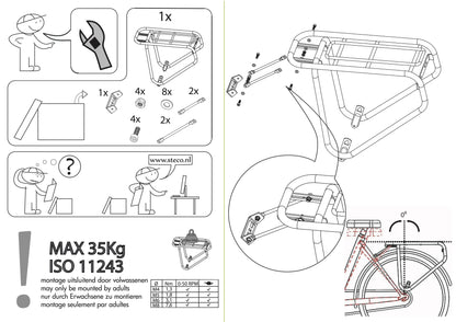 Portaequipajes trasero para bicicleta Steco Power Safety 35 kg