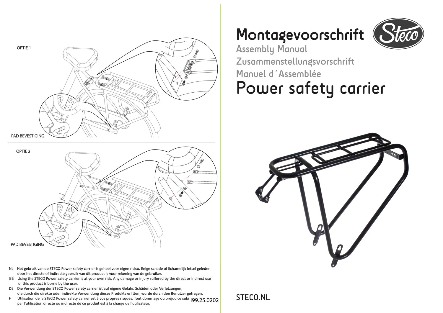 Portaequipajes trasero para bicicleta Steco Power Safety 35 kg