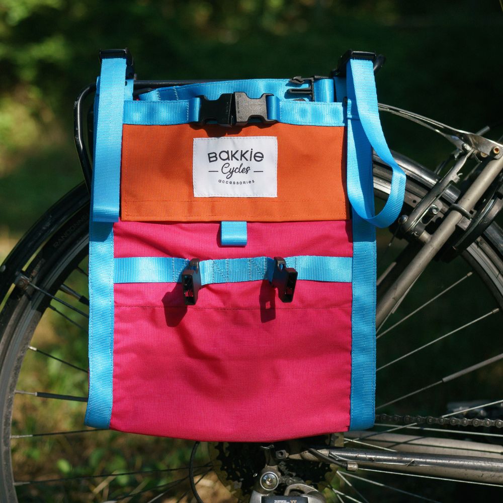 Sacoche vélo orange bleu et rose Bakkie x Koba